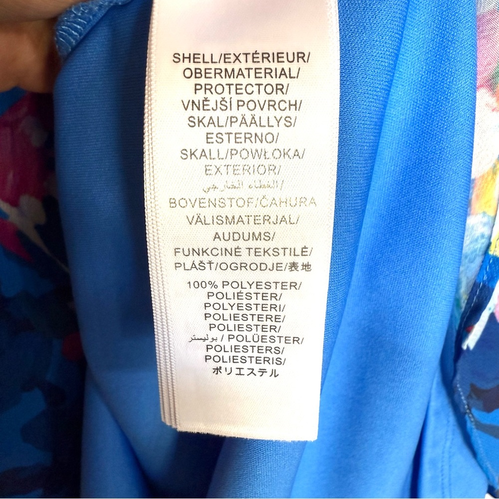 Adrianna Papell Blue Floral Faux Wrap Y2K 90s Fairy Flowy Ruffle Dress Size 4 - Picture 10 of 12